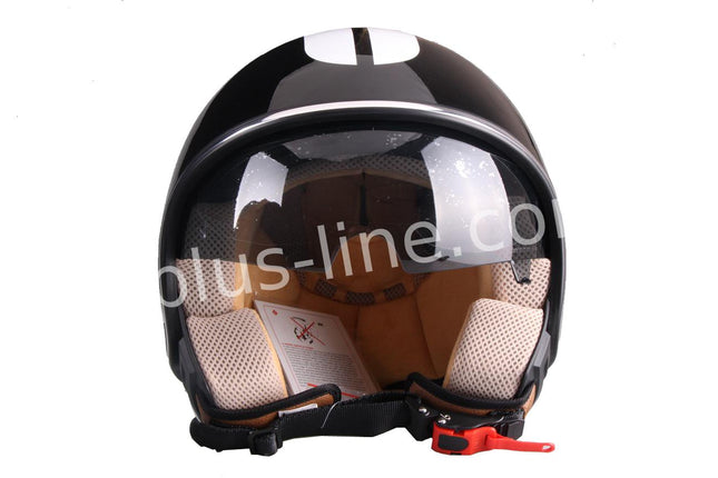 Scooter bromfiets zomerhelm jet helm vito special glans zwart roof boxer mat zwart maten s m l xl | Scooterhelm