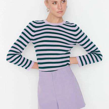 UNICORN Women's sweater striped purple beige pink green orange black white blue dark blue red s m l