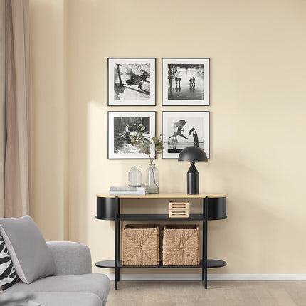 UNICORN Input Console with Storage Wardrobe Black Furniture L110Cm X B39Cm X H76Cm