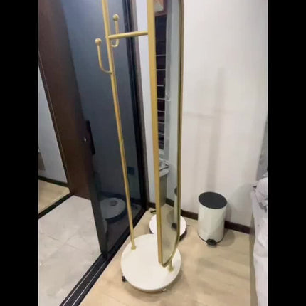 UNICORN Mobile Full-Length Mirror with a Rotating Floor Coat Rack Black Golden
