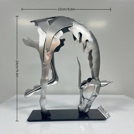 UNICORN Handcrafted Metal Horse Statue, Unique Decorative Piece for Desk Gold Silver