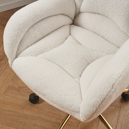 UNICORN Teddy Fabric Height Adjustable Swivel Chair for Home Office Indoors White