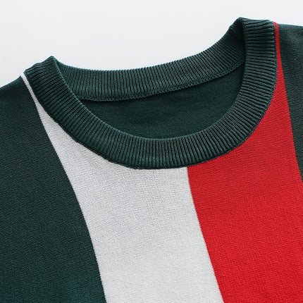UNICORN Men Stylish Color Block Striped Knit Jersey Dark green s m l xl xxl