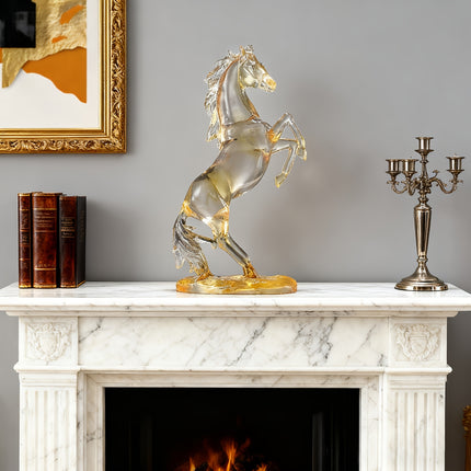 UNICORN Golden Horse Figurine Elegant Resin Horse Decor with Expressive Eyes