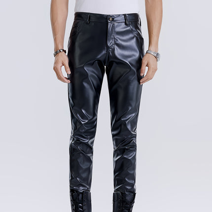 UNICORN Men's Stretch PU Leather Pants Stretchable Slim Fit Formal & Casual Pants