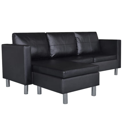 UNICORN Three-Seater L-Shaped Modular Faux Leather Black Bench Sofa Set