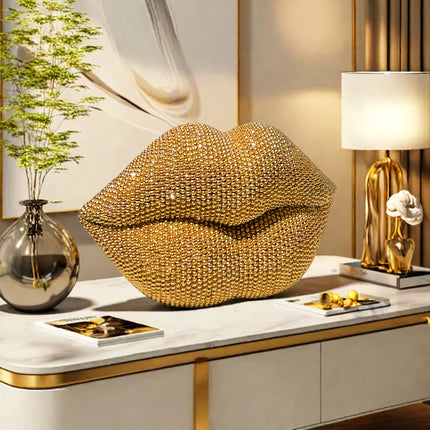 UNICORN Sexy Lips Bead Sculpture Decoration Piece gold