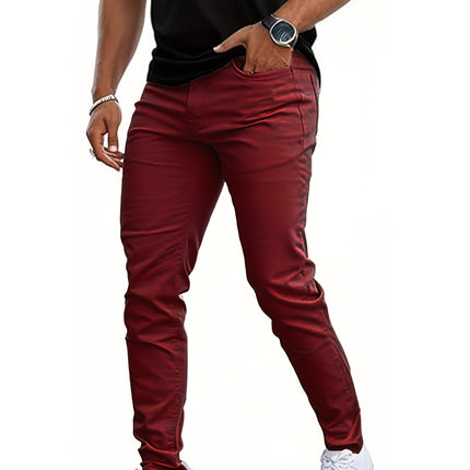 UNICORN Men Casual Slim-Fit Stretch Pants Apricot Beige Red s m l xl xxl