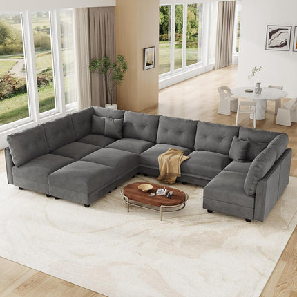 UNICORN Large Modular Sectional Sofa with Storage Seats Grey Green Beige
