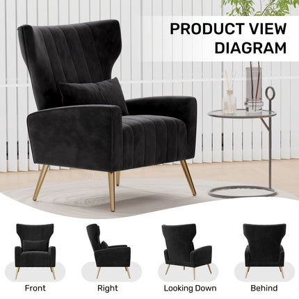 UNICORN Luxury Velvet Leisure Chair with Golden Metal Legs Beige Light Gray Black