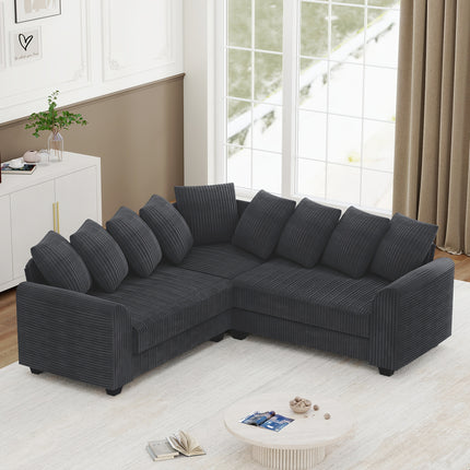 UNICORN Modern L-Shaped Corner Sectional Sofa Black Gray Brown