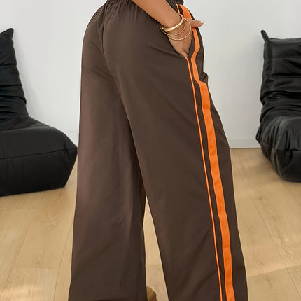 UNICORN Women's Wide-Leg Pants, Hip-Hop Side Stripe Webbing Joggers xs s m l xl