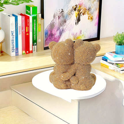 UNICORN Golden Dotted Heart Shaped Couple Bear Statue golden