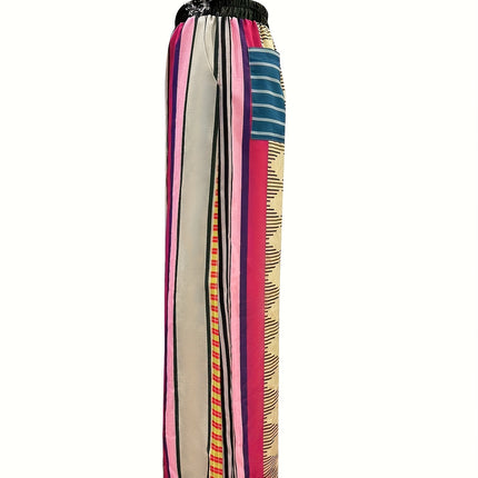 UNICORN Summer Fashion Commuter Rainbow Stripe Print Loose Wide-Leg Pants s m l xl