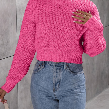 UNICORN Neck Drop Shoulder Solid Color Long Sleeve Sweater For Fall & Winter l