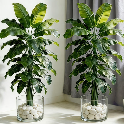 UNICORN Two 53.54-inch Large Artificial Plants Lush Green Leaves