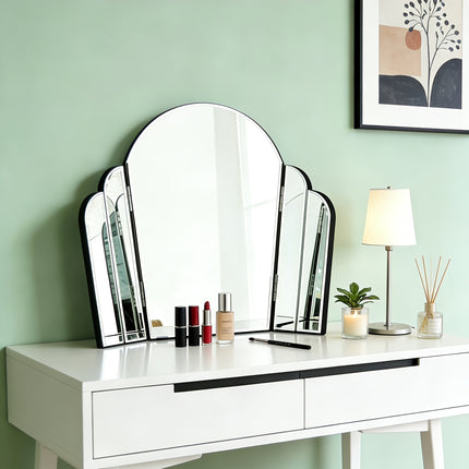 UNICORN Crown Shaped Hollywood Trifold Vanity Mirror 3 Way Adjustable Sliver Glass