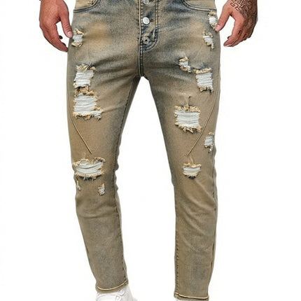 UNICORN Retro Yellow Stretchy Pants, Stylish Washed Pencil Faux Denim s m l xl xxl