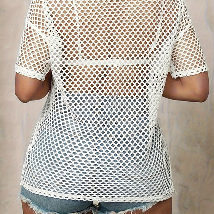 UNICORN Womens Streetwear Cut-Out T-Shirt Breathable Round Neck Top s m l xl xxl