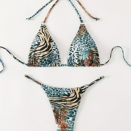 UNICORN Leopard Print New Backless Tie-up Bikini with Padded Swimsuit s m l xl