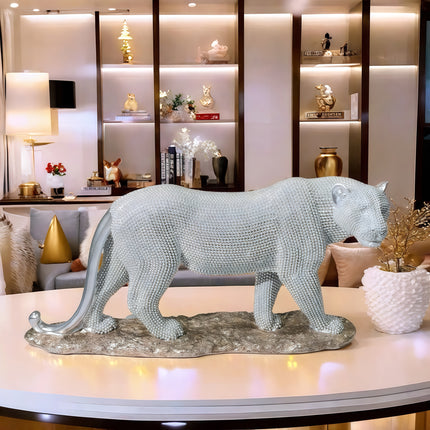 UNICORN Glam Style Resin Leopard Statue Decor for Living Room golden black silvery