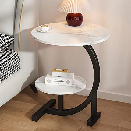 UNICORN Double-Layer Coffee Table, Sofa Side Coffee Table White Black Brown