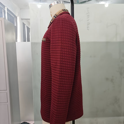 UNICORN Printing Cloth Plaid Pattern Long Sleeve Lapel Top Square Fabric s m l xl xxl