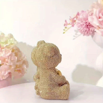 UNICORN Golden Dotted Heart Shaped Couple Bear Statue golden