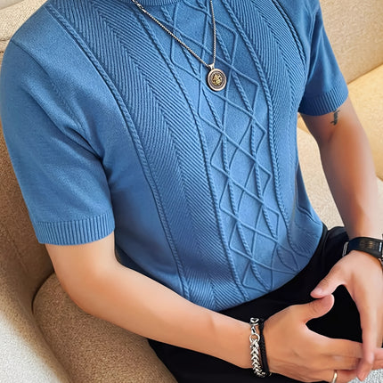 UNICORN Men's New Solid Color Rhombus Fashion Semi-High Neck Knit Sweater s m l xl