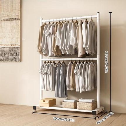 UNICORN Declaration Modern Double Tier Clothing Rack with Wheels golden black white