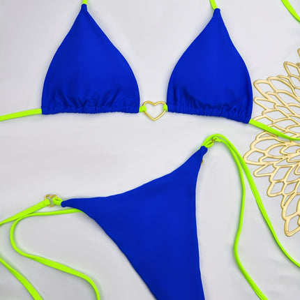 UNICORN European American Sexy Heart Color-Blocking Lace-Up Nylon Fabric Bikini s m l