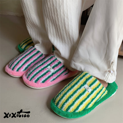 UNICORN Men's Home Slippers, Casual Color-Block Striped 36 38 39.5 41.5 43