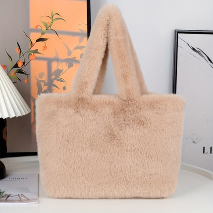 UNICORN Fashion Womens Large Capacity Faux Fur Handbag with Makeup Pouch