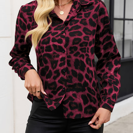 UNICORN Casual Long-Sleeve Shirt with Leopard Print Polo Collar And Buttons s m l xl xxl