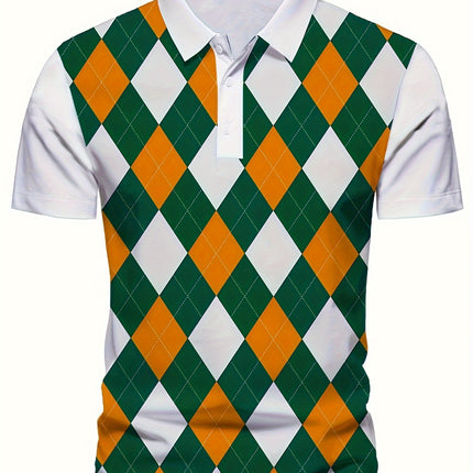 UNICORN Color Blocking Plaid Golf Shirt for Summer Breathable, Collar s m l xl xxl