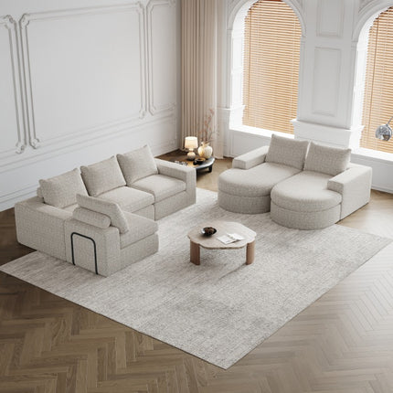 UNICORN 2 Curved Elements Chaise Design Sofa Beige Gray Black 322.5×271×81.2 cm