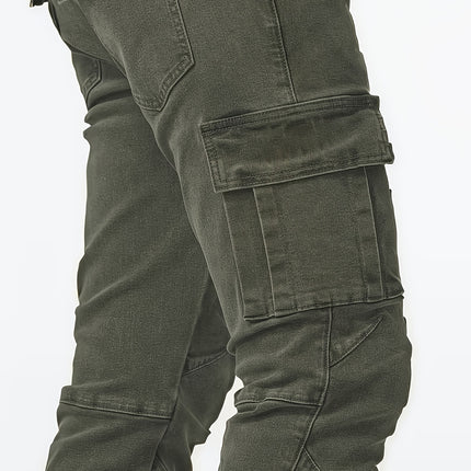 UNICORN Men's Slim Fit Multi-Color Cargo Jeans - Side Zipper Pockets xs s m l xl xxl xxxl