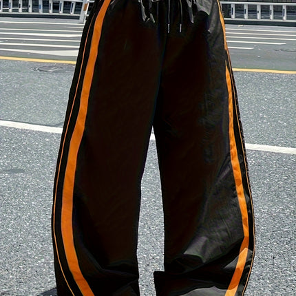 UNICORN Women's Wide-Leg Pants, Hip-Hop Side Stripe Webbing Joggers xs s m l xl
