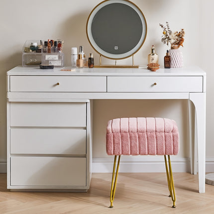 UNICORN Modern Faux Fur Makeup Stool with Storage pink