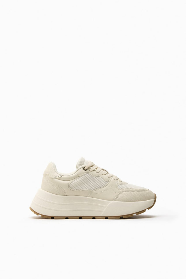 UNICORN Women's sneakers lace-up shoes off-white brown sizes 35 to 42