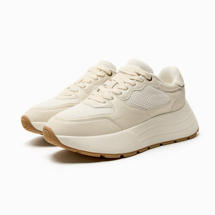 UNICORN Women's sneakers lace-up shoes off-white brown sizes 35 to 42