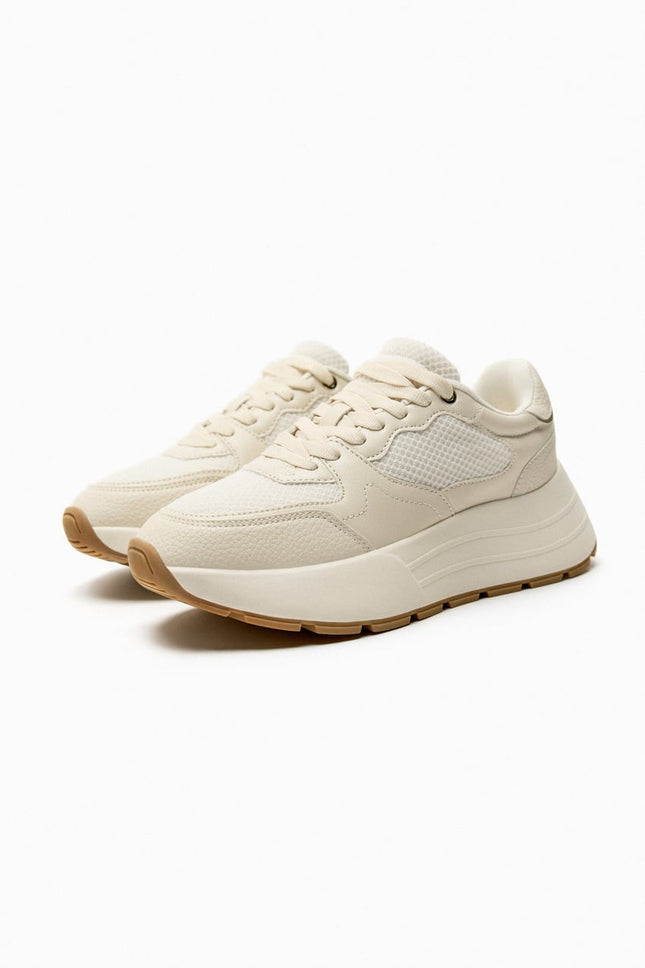 UNICORN Women's sneakers lace-up shoes off-white brown sizes 35 to 42