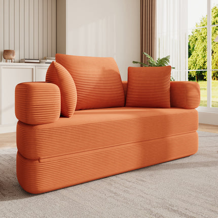 UNICORN Multifunctional Freestanding Foldable Sofa Bed Boneless Couch Oval Bed with Cushions, Modular Sofa Cord Fabric Cover (173 x 176 cm) Suitable for Apartments Living Room Bedroom