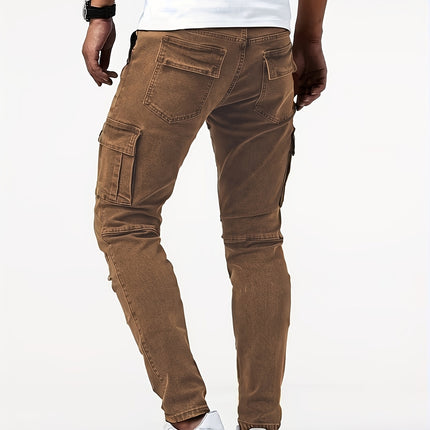 UNICORN Men's Slim Fit Multi-Color Cargo Jeans - Side Zipper Pockets xs s m l xl xxl xxxl