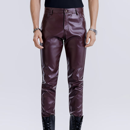 UNICORN Men's Stretch PU Leather Pants Stretchable Slim Fit Formal & Casual Pants
