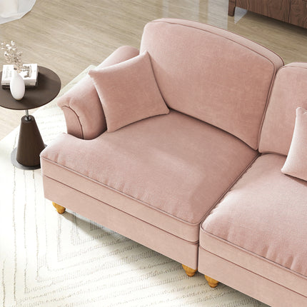 UNICORN Modular Mid-Century L-Shaped 2-Seater Chenille Sofa for Living Room Pink