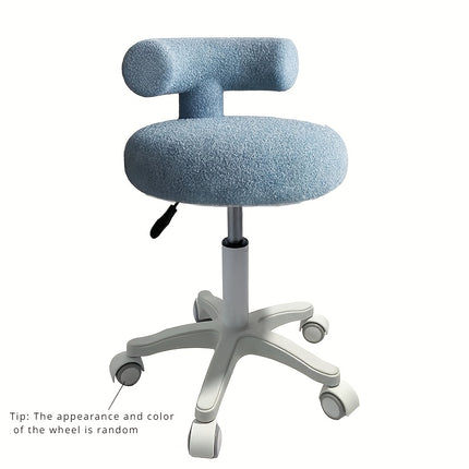 UNICORN Gray Blue Pink Rolling Stool with Lamb&apos Fleece Seat Cushion