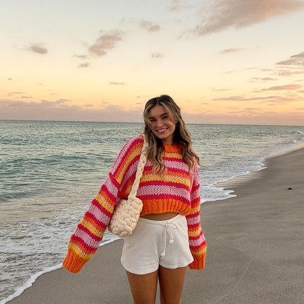 UNICORN Women'S Cozy Striped Sweater Soft Pullover with Color Block Design s m l xl