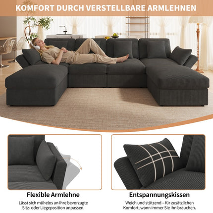 UNICORN U-shaped Corner Sofa Modular Living Room Combination Six-seater Sofa gray