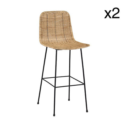 UNICORN Bar stool set of 2 rattan 43x54x100 cm